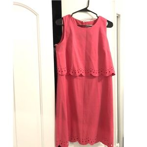Salmon colored Loft scalloped dress